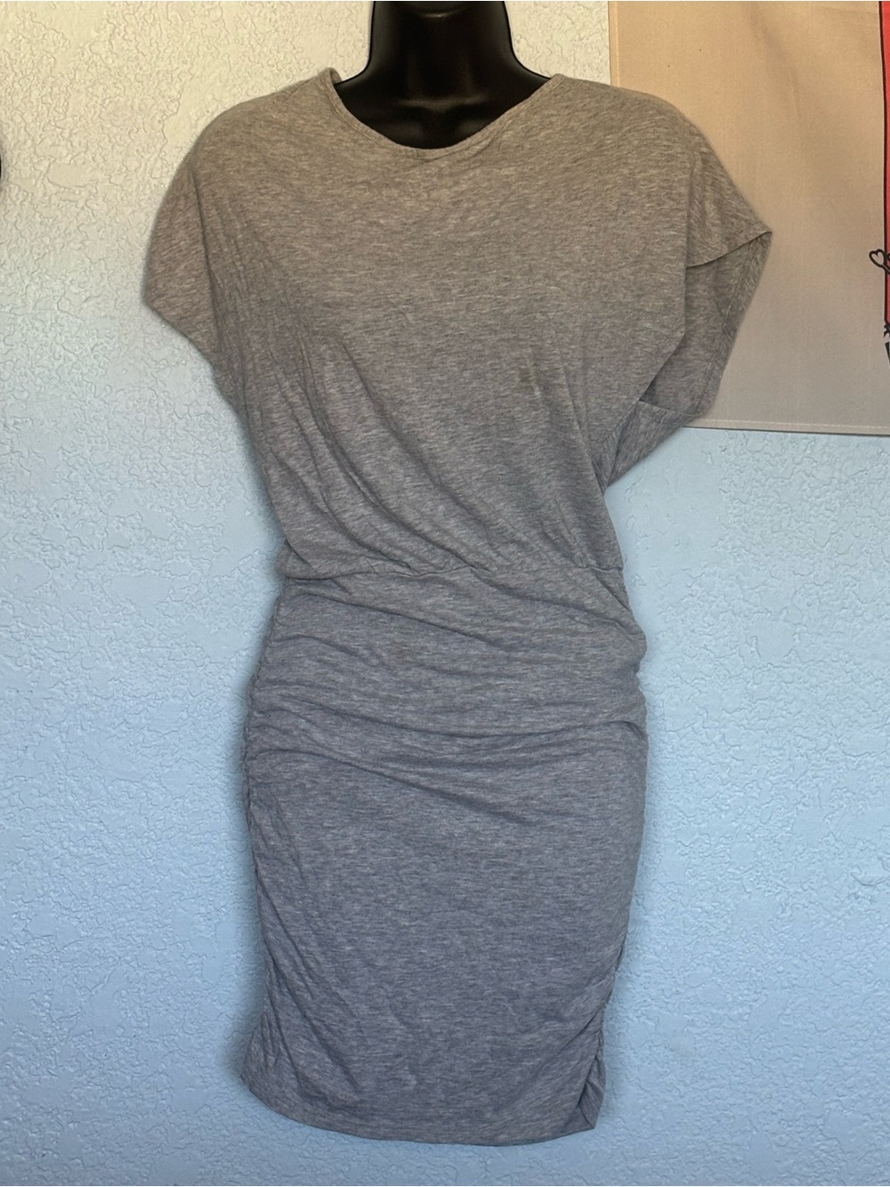 Women's Casual Grey Ruched T-Shirt Dress